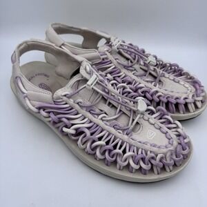 Keen Uneek Bungee Cord Women Size 10 Cream Purple Boat Water Sandals Shoes